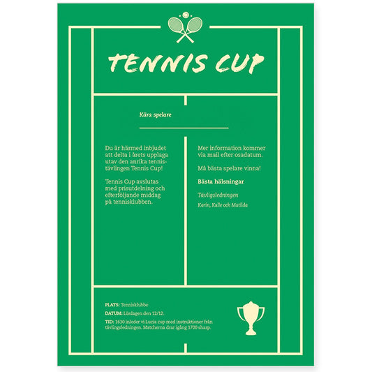 Tennis Cup Inbjudan