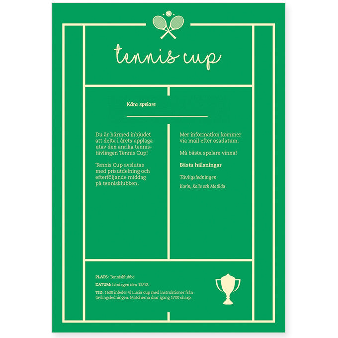 Tennis Cup Inbjudan
