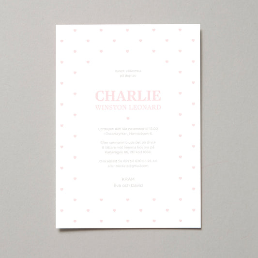 Heart dopinbjudan - perfekt för dop och kalas