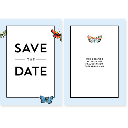 Butterfly Save the Date till Bröllop