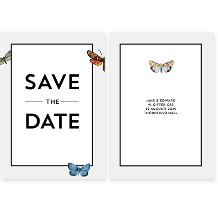 Butterfly Save the Date till Bröllop