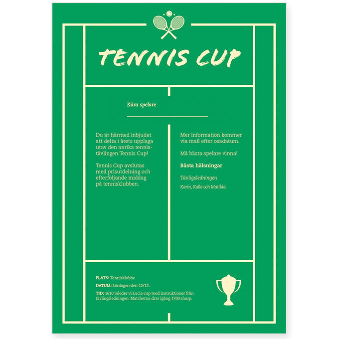 Tennis Cup Inbjudan