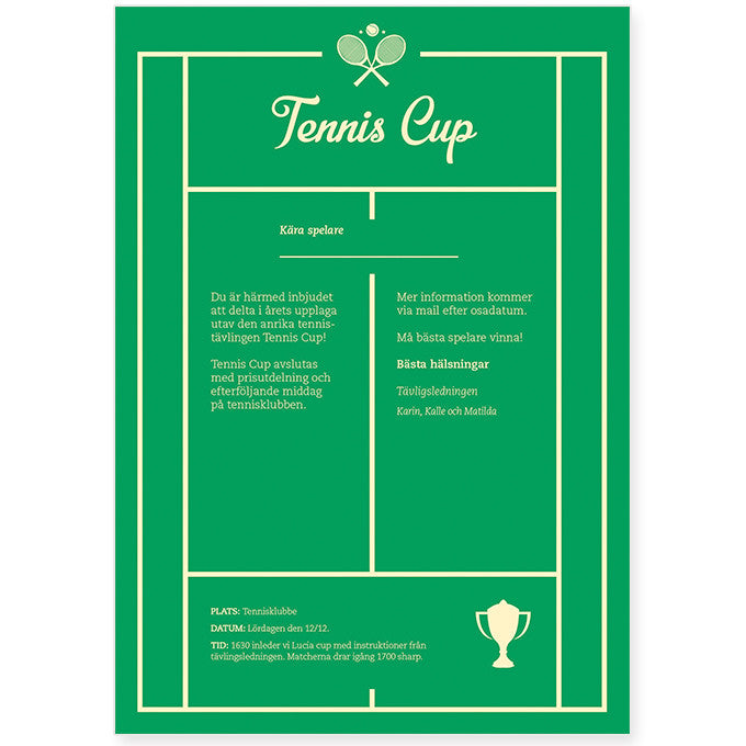 Tennis Cup Inbjudan