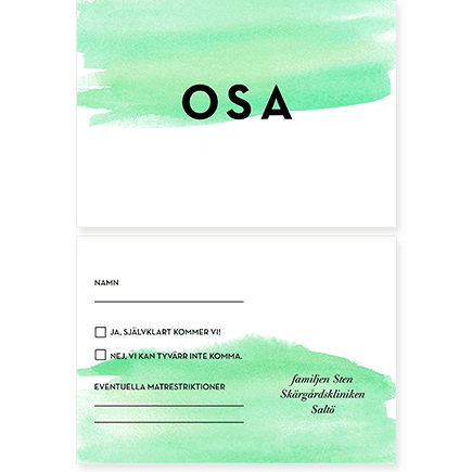 Akvarell OSA-kort till bröllop