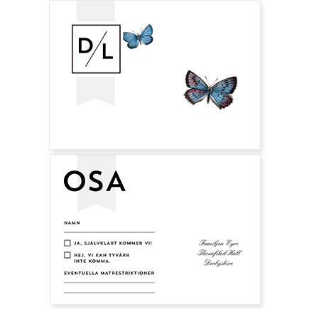 Butterfly OSA-kort till bröllop