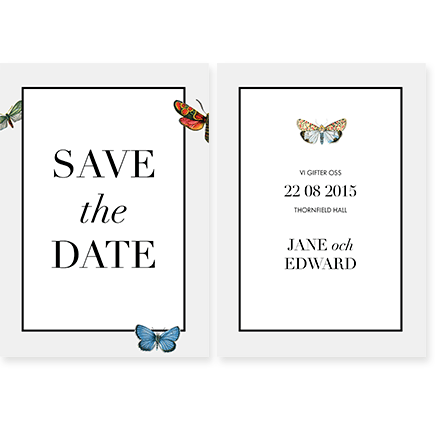 Butterfly Save the Date till Bröllop