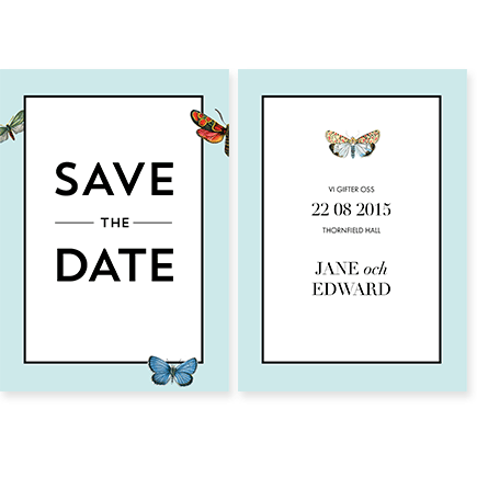 Butterfly Save the Date till Bröllop