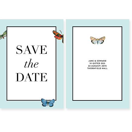 Butterfly Save the Date till Bröllop