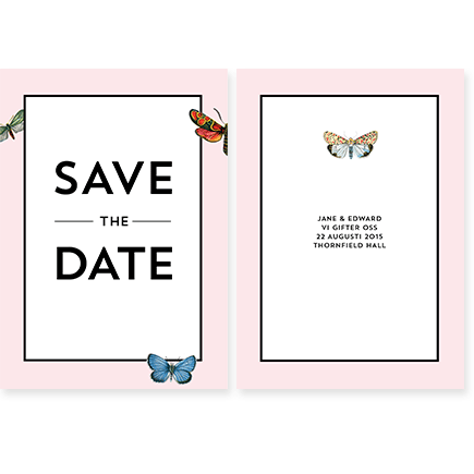 Butterfly Save the Date till Bröllop