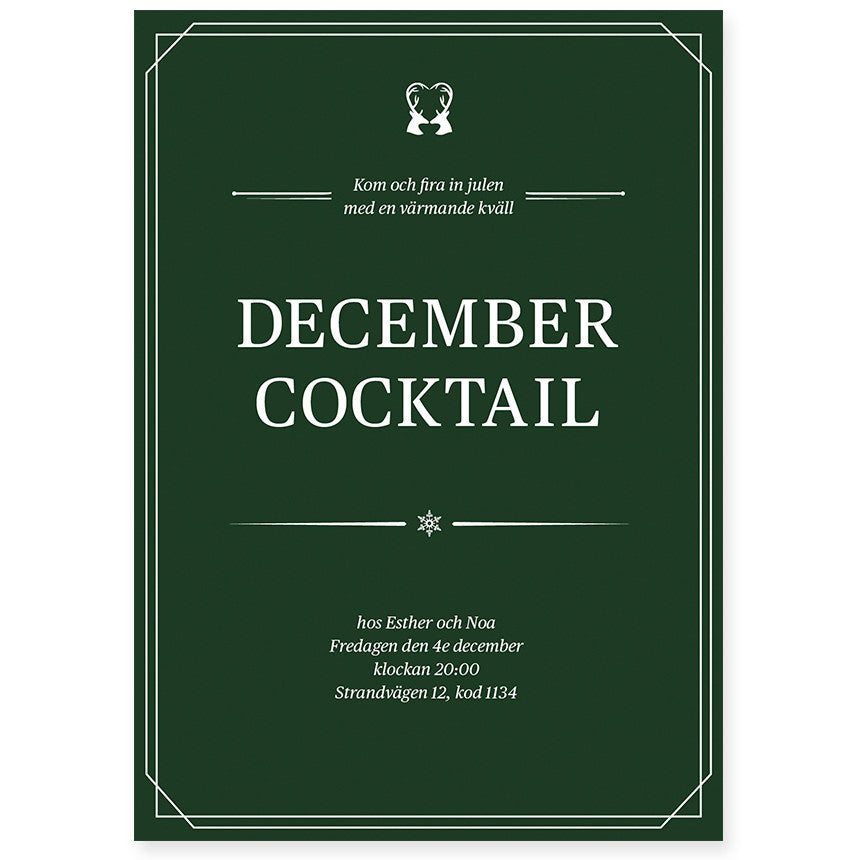 December Cocktail inbjudan - perfekt som julkort och inbjudan till glöggen eller julfesten