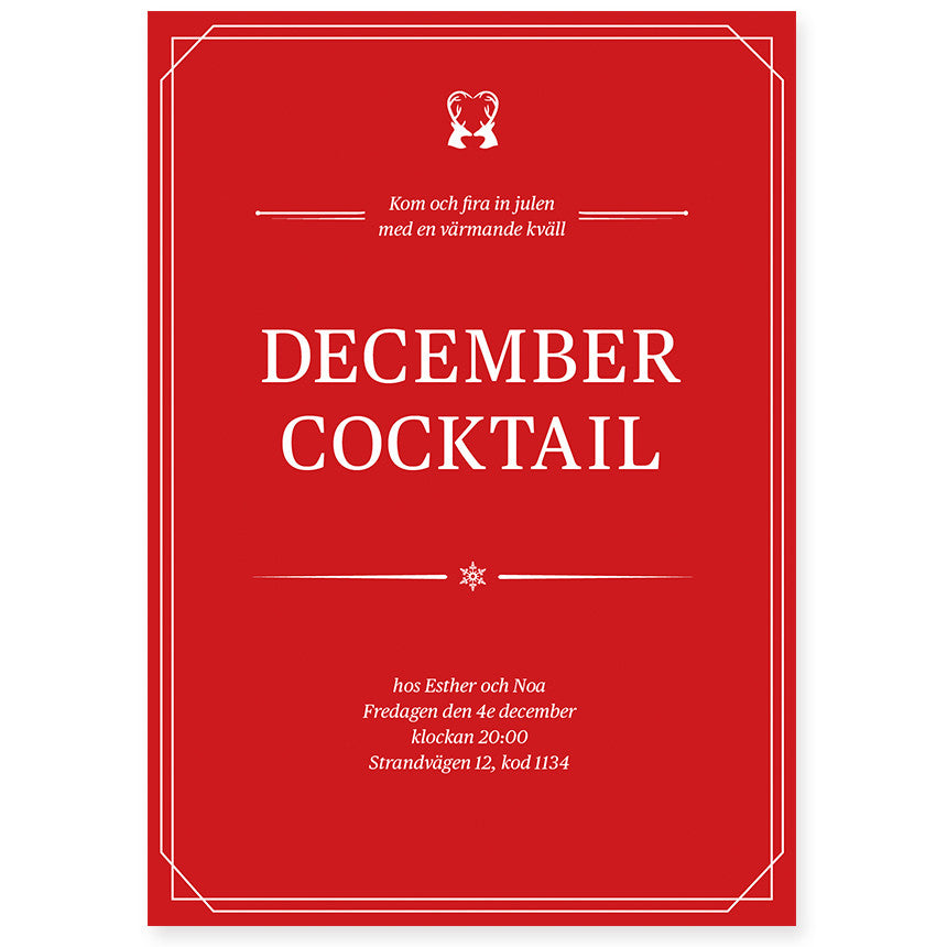 December Cocktail inbjudan - perfekt som julkort och inbjudan till glöggen eller julfesten