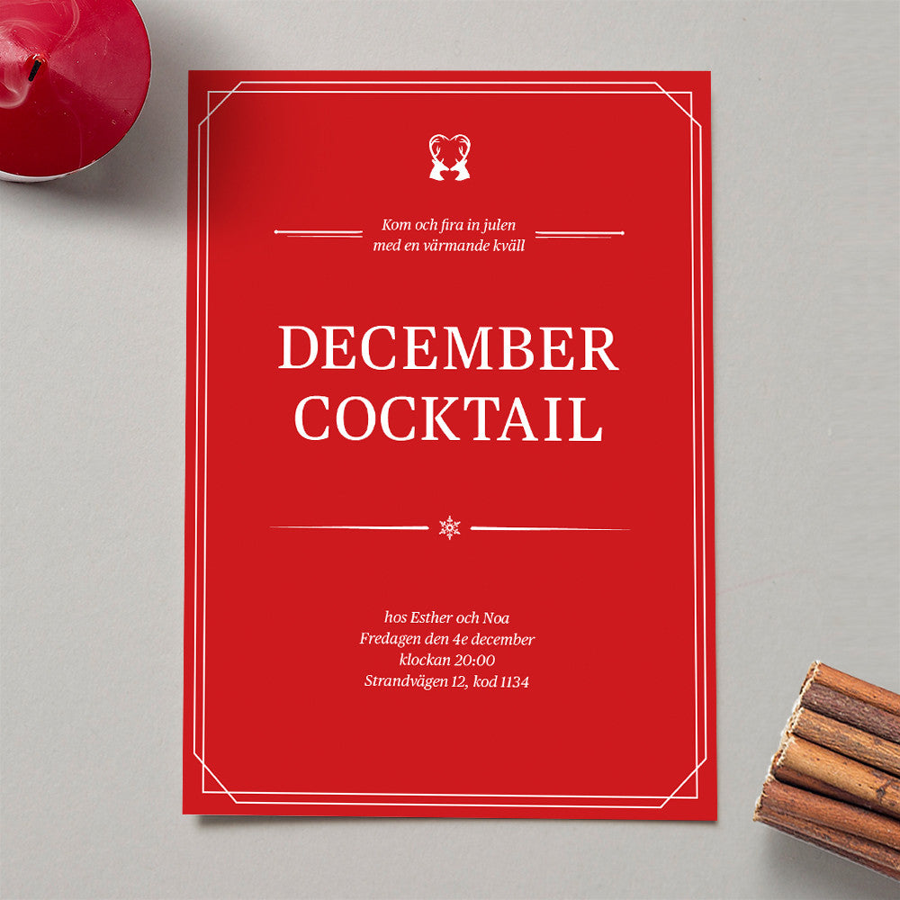 December Cocktail inbjudan - perfekt som julkort och inbjudan till glöggen eller julfesten